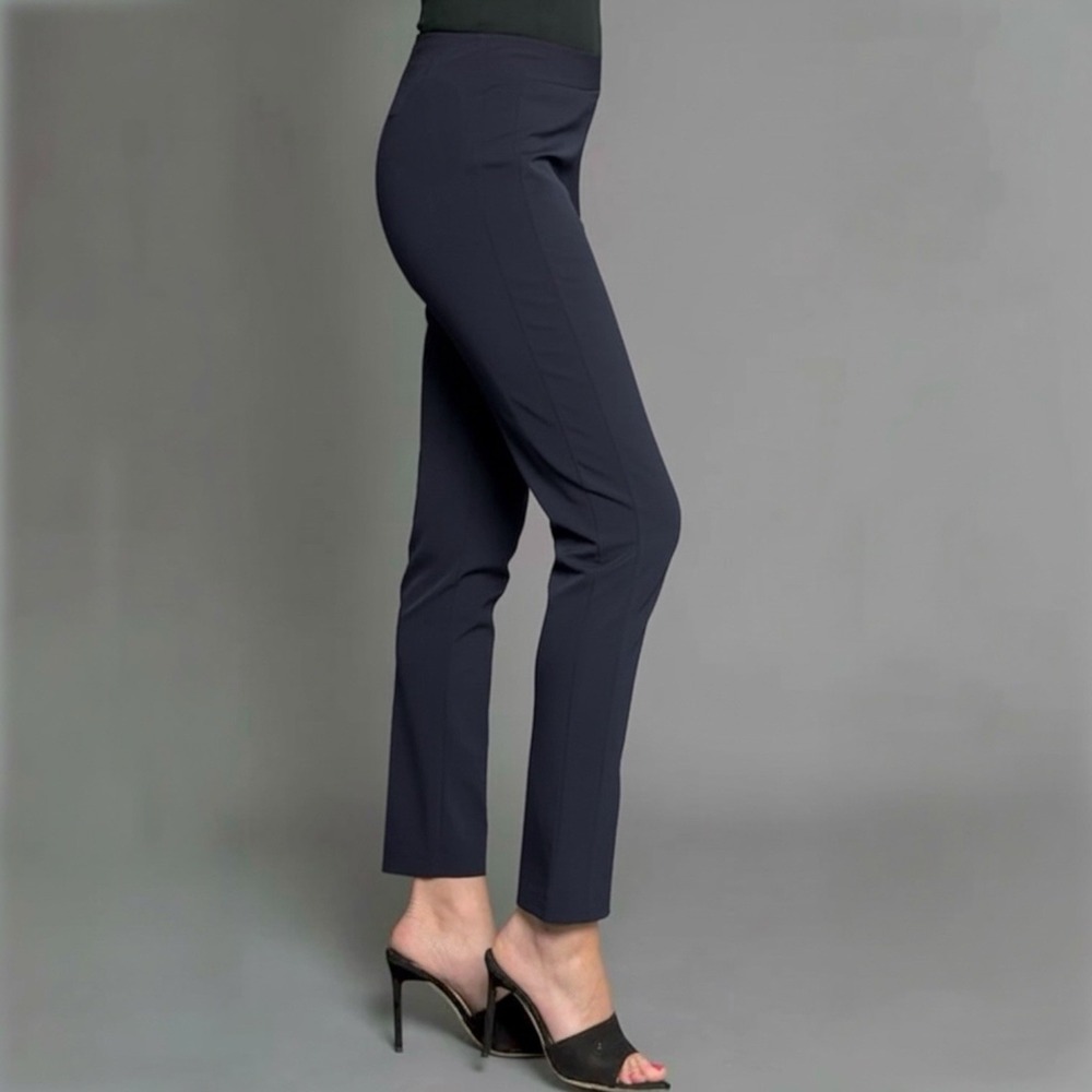 Hilton Hollis Miracle Stretch Pants Size 10 Navy Blue Straight Leg Trousers